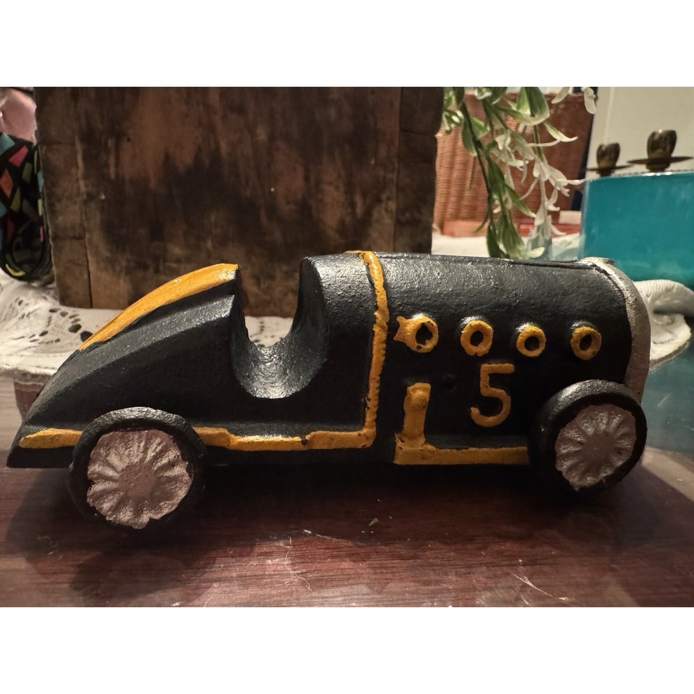 Vintage Possible Hubely Cast Iron Indy/Boat Tail #5 Race Car Toy